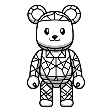 cute bearbrick toy figure with geometric patterns sticker