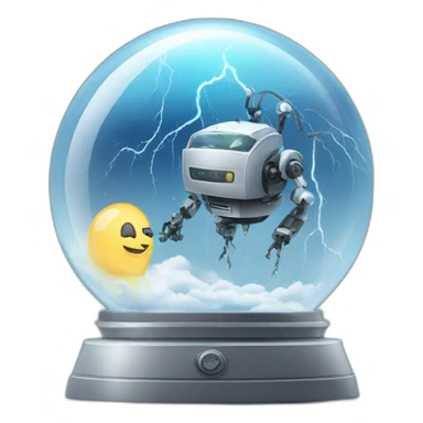 thunderstorm and robot in a glass globe sticker