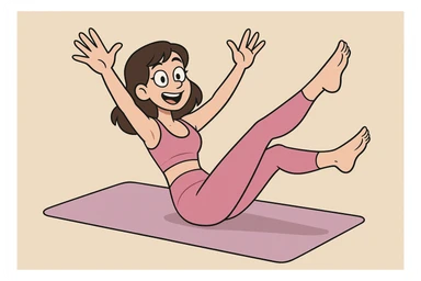 white brunette girl doing pilates in pink workout gear, full body, energetic, modern fitness illustration sticker