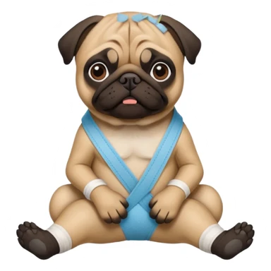 Dark face Pug with a broken left leg in bandage sticker