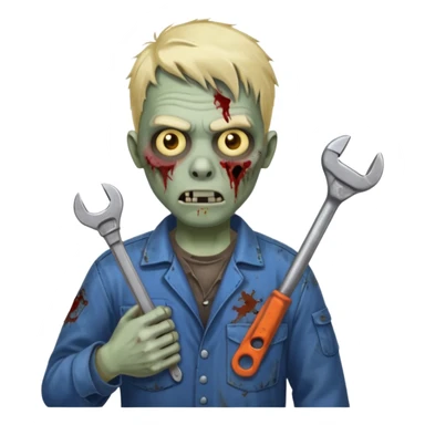 zombie mechanic with tool in his hand   sticker