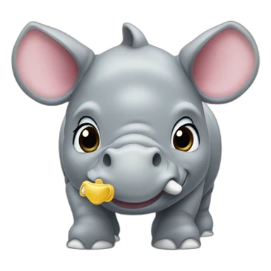 Little rhinoceros with pacifier sticker