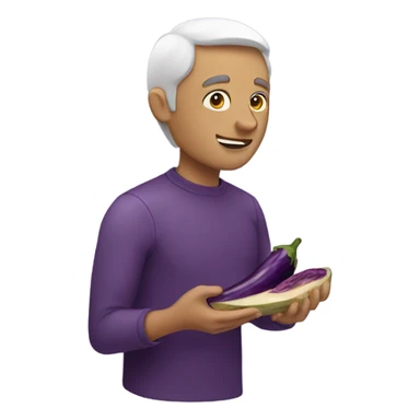 Man eating egg plant sticker
