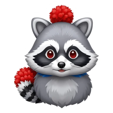 Mache einen Waschbären der PomPoms in der Hand hat. sticker