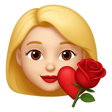 Add a rose to the emoji, keeping it loving and affectionate. The style should be similar to the original emoji style. sticker
