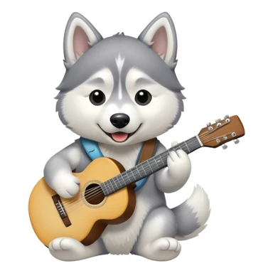 husky with guitar sticker