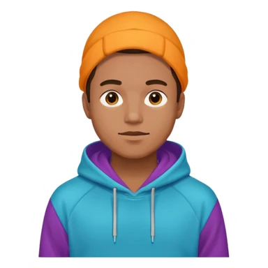 man with a colorful hoodie sticker