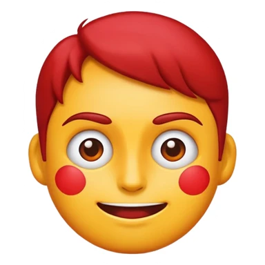 red-themed emoji character named DW, expressive and bold sticker