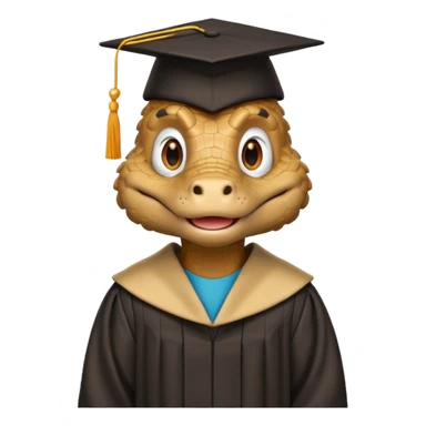 A clay academic gator. The background is a solid white circle sticker
