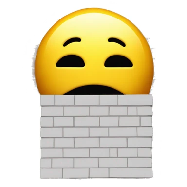 smiley hiding behind a horizontal brick wall sticker