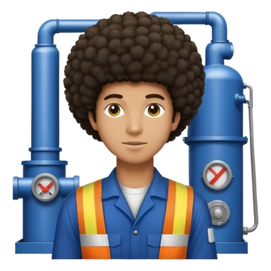 Mixed tank guy with Afro working in a factory  sticker