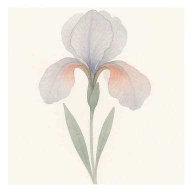 close-up of a detailed iris flower, watercolor art style, soft color transitions, intricate petal textures, expressive form sticker