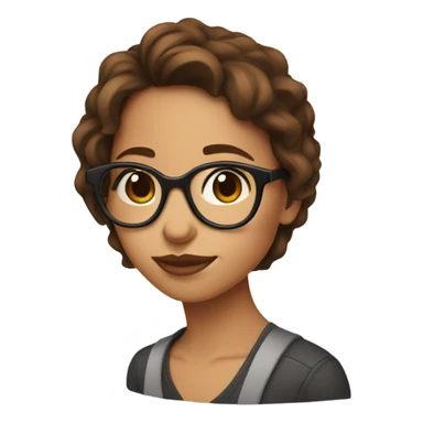 brown haired girl in glasses kissy face sticker