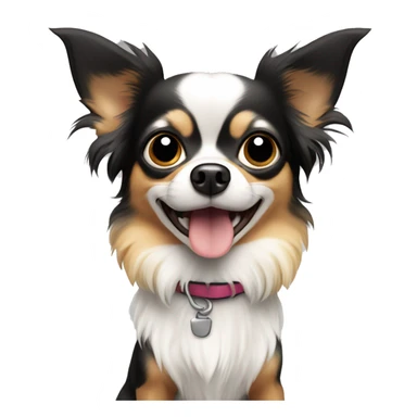 black white and tan long-haired chihuahua looking surprised sticker