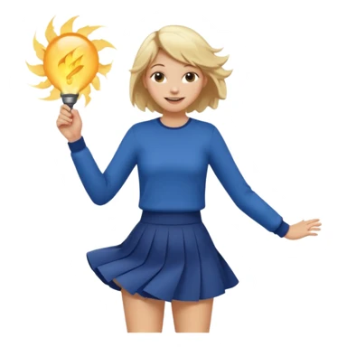 A girl with short skirt and wind is blowing up sticker