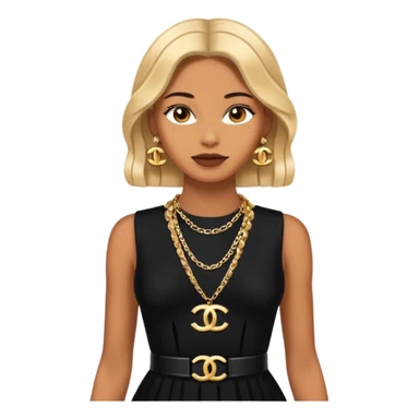 chanel black dress with gold chains sticker
