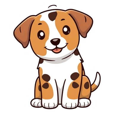 brown Labrador dog with calico spots and patches, happy expression sticker