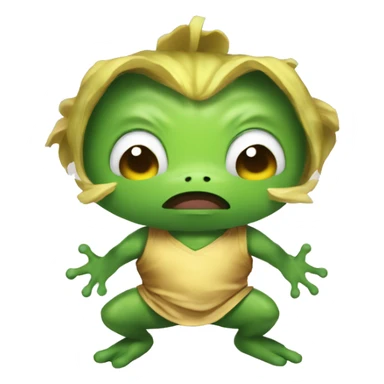 cute peepo frog going super saiyan god sticker