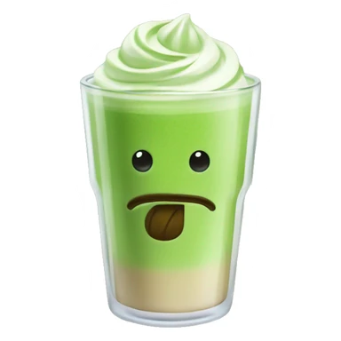 Matcha latte in a transparent glass sticker