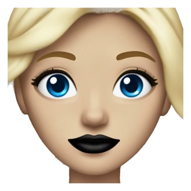 Blonde hair, blue eyes, black lips, black crown sticker