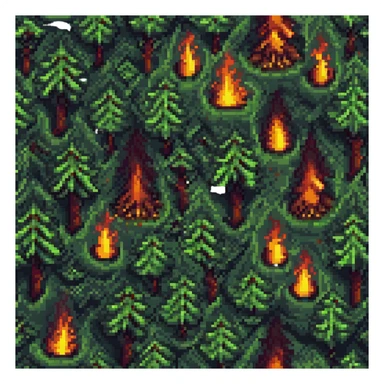 forest fire small and detailed in pixel art style sticker