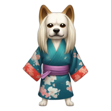 hot-guy-noh-dog-mask-longhair-japanese-kimono sticker