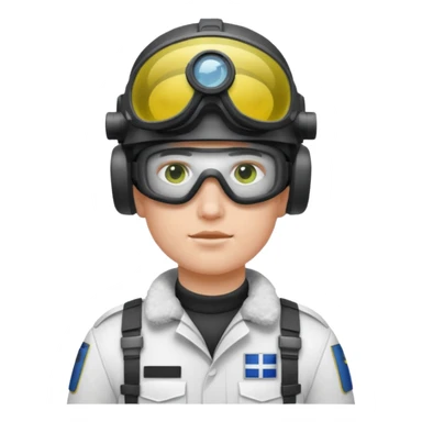 Finnish modern soldier with white snow uniform. with night vision goggles sticker