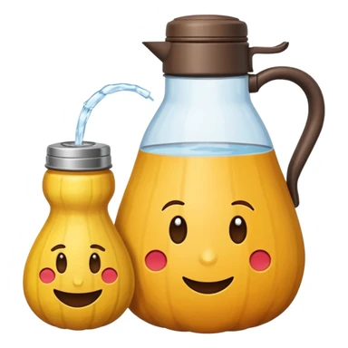 thermal water bottle, stainless steel cup and tereré gourd together, emoji style sticker