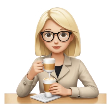 Blonde gir husteling lock in for uni studying in a cafe wirh her flat white sticker