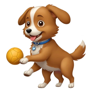 dog fetching a ball sticker
