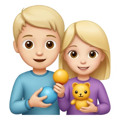 child sharing a toy with another child, cheerful and friendly sticker