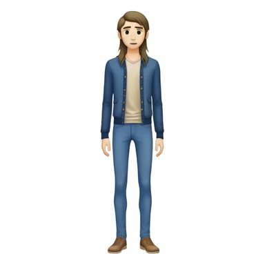 full body very skinny male figure standing wearing clothes with long hair sticker