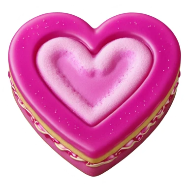 Realistic shortbread cookie in the shape of a heart with Fuchsia color jelly middle filling and sprinkled powder sugar on top. sticker