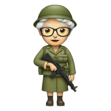 Granny in army with gun sticker
