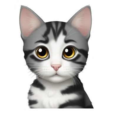 grey and white tabby kitten and solid black kitten sticker