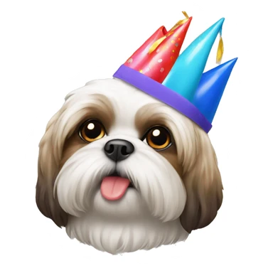 shitzu with a birthday cap sticker
