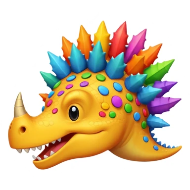 cartoon stegosaurus face with music notes sticker