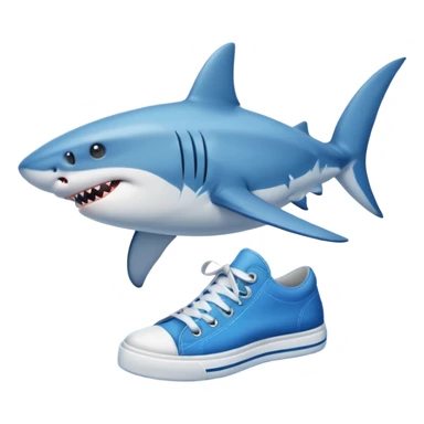 Put the shoes on the fins of the shark sticker