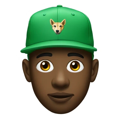 tyler the creator in green cap with text WOLF sticker