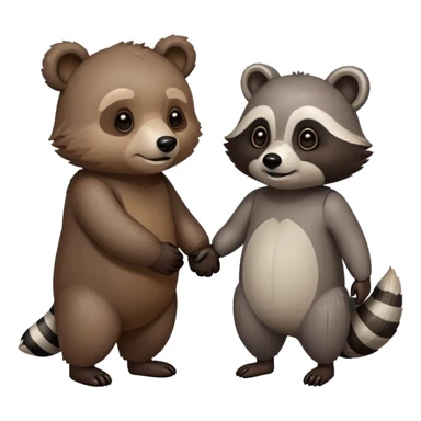 Bear and raccoon holding hands  sticker