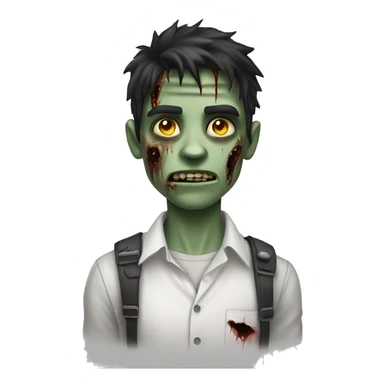 teen boy zombie with dark hair and white shirt sticker