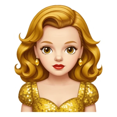 Judy Garland with long golden brown hair, yellow sequin dress sticker