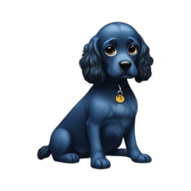 blue-hair-with-black-cocker-sit-on-couch sticker