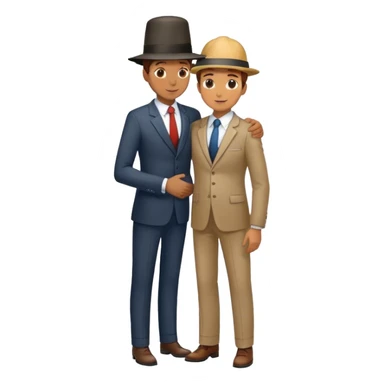 man wearing suit with tall hat hugs worker full height sticker
