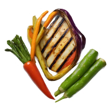 Grilled vegetables served on a white plate  sticker