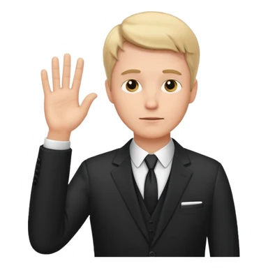 white man in formal suit in thought, shows something with his hand sticker