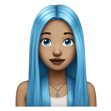 Long straight blue hair girl, light skin tone, with septum piercing, blue eyes sticker