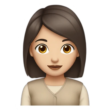 A girl with medium length dark brown hair and dark brown eyes and beige skin sticker