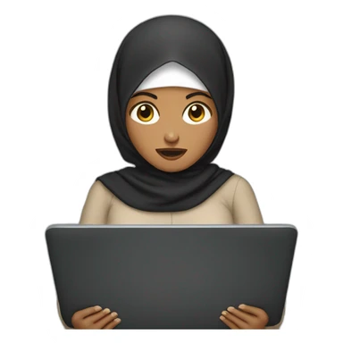 Angry hijabi woman holding black laptop sticker