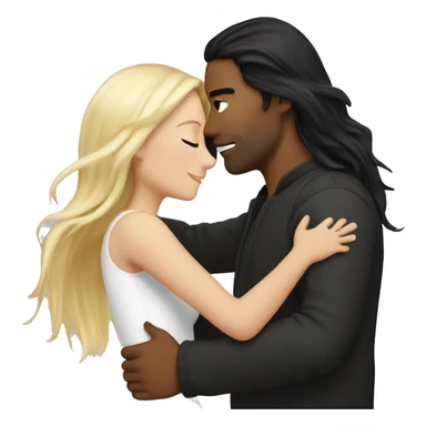 Tan Man with long black hair, hugging, hot blonde, white girl sticker